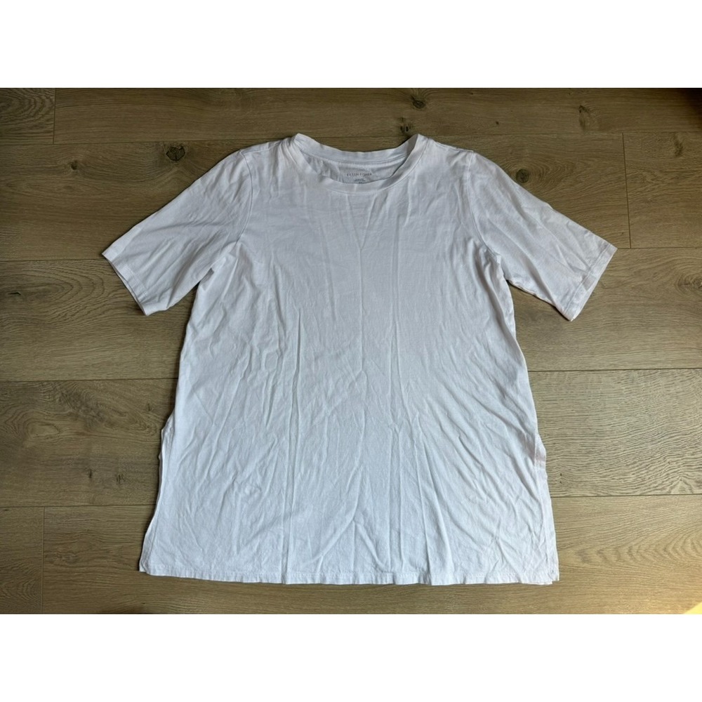 EUC Eileen Fisher 100% Organic Cotton Jersey Crew Neck Tee white tunic size S